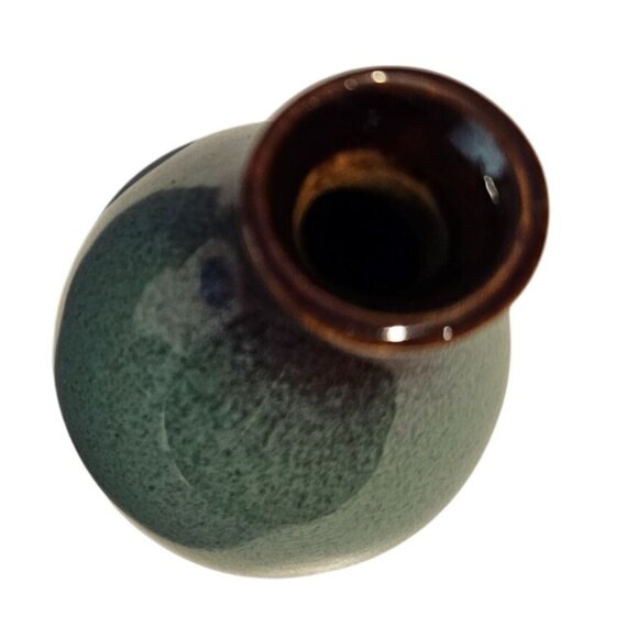 Pottery Ceramic Decorative Vase Speckled Design Handcrafted Green Brown Decor - Picture 4 of 5